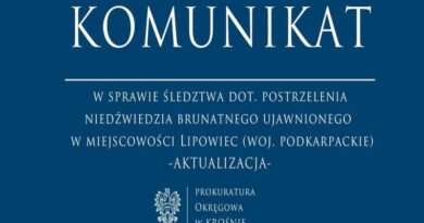 Komunikat w sprawie śledztwa dot. postrzelenia niedźwiedzia brunatnego ujawnionego w miejscowości Lipowiec (woj. podkarpackie)