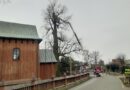 Poranne działania służb w Humniskach. Drzewo stwarzało ryzyko przy kościele