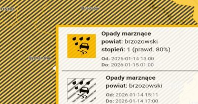 Ostrzeżenie meteorologiczne dla powiatu brzozowskiego. Uwaga na marznące opady i gołoledź