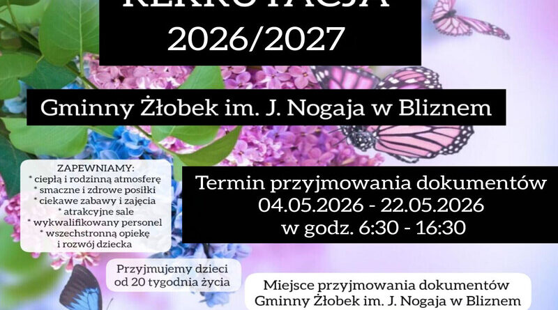 Wkrótce rusza rekrutacja do gminnego żłobka w Bliznem na rok 2026/2027