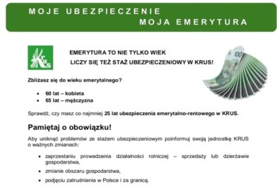 KRUS przypomina: do emerytury liczy się nie tylko wiek, ale i staż ubezpieczeniowy