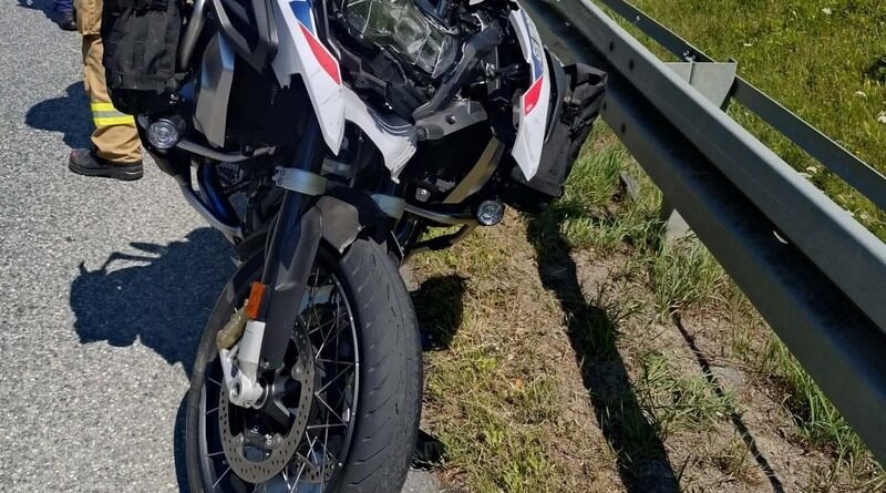 Motocyklista przewrócił się na łuku drogi w Jasienicy Rosielnej