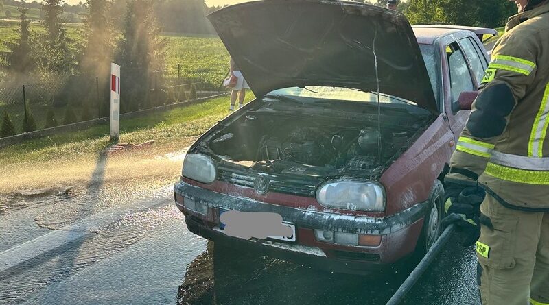 Pożar samochodu osobowego w Grabownicy Starzeńskiej. Na miejscu interweniowali strażacy