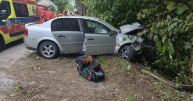 Zasnęcie za kierownicą? Opel uderzył w ogrodzenie w Haczowie. Kierowca trafił do szpitala