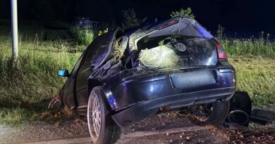 Samochód wypadł z drogi w Starej Wsi. Kierowca nie odniósł obrażeń