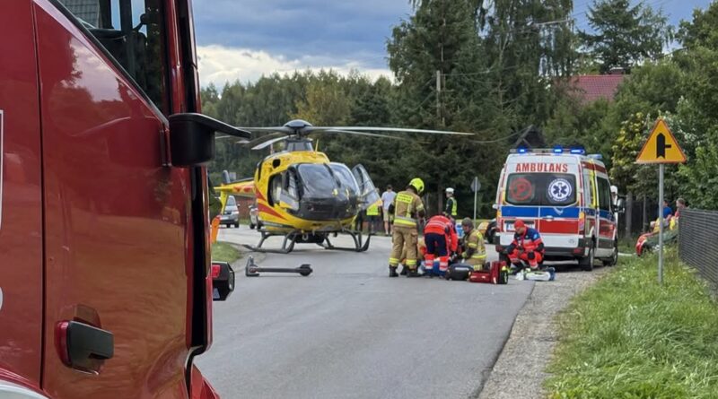 Wypadek na hulajnodze w gminie Besko. Mężczyzna z urazem głowy trafił pod opiekę ratowników