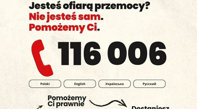 116 006 – bezpłatna pomoc dla osób pokrzywdzonych przestępstwem